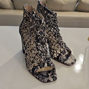 Vince Camuto Black and White Snakeskin Heels
